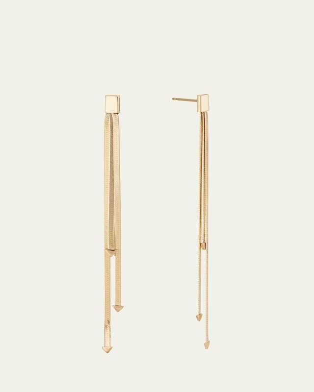 14k 3-Strand Linear Dangle Earrings